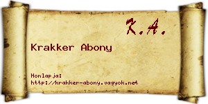 Krakker Abony névjegykártya
